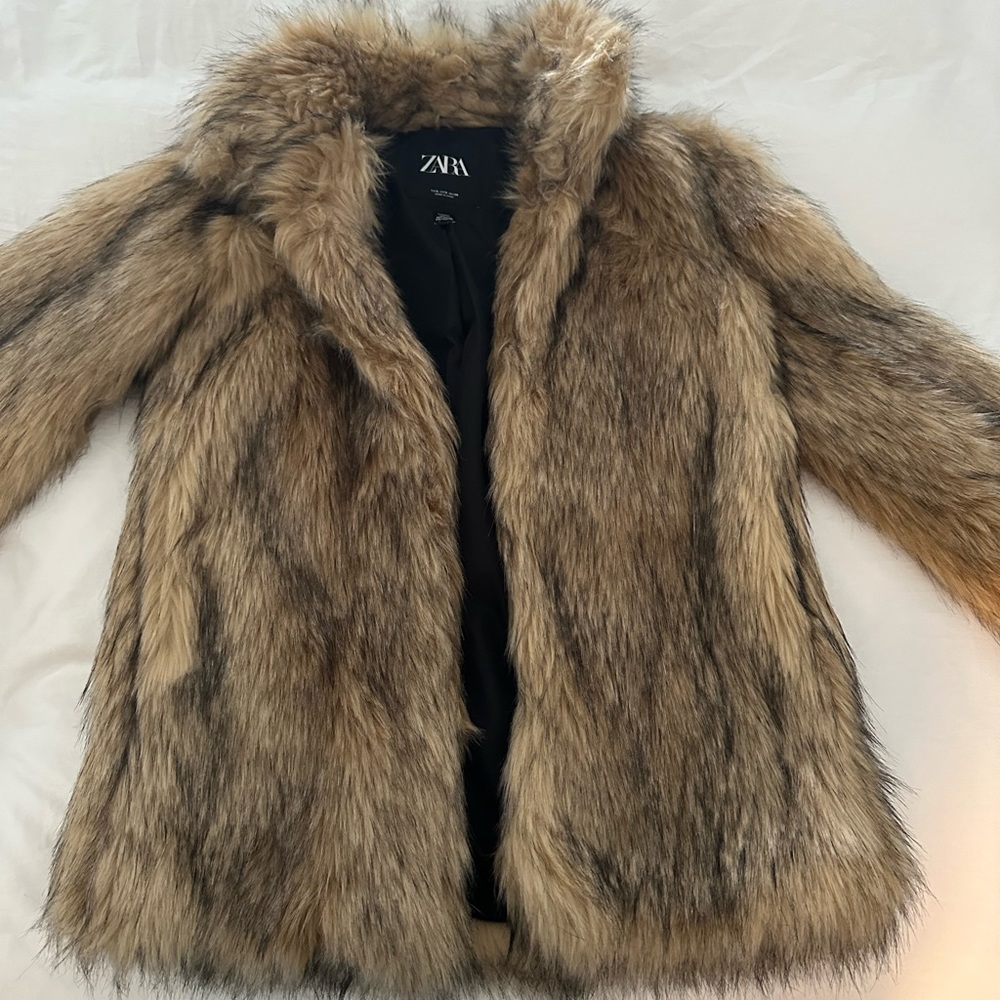 Zara Faux Fur Coat - Size Small